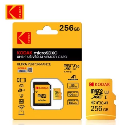 Cartão de Memória Micro SD KODAK Classe 10 A1 - 256GB Cartão de Memória Micro SD KODAK Classe 10 A1 - 256GB