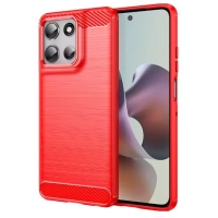 Capa Motorola Moto G06 - TPU Fibra de Carbono Vermelho