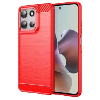 Capa Motorola Moto G06 - TPU Fibra de Carbono Vermelho Capa Motorola Moto G06 - TPU Fibra de Carbono Vermelho