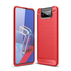 Capinha para celular Zenfone 7 ZS670KS TPU Fibra de Carbono Vermelho