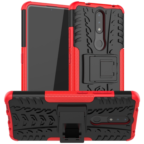 Capa de couro com textura de losango e fivela magnética para Nokia C12 ( vermelha)