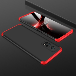 Capinha de Celular Xiaomi Mi 10T / Mi 10T Pro em 3 Partes Preto-Vermelho