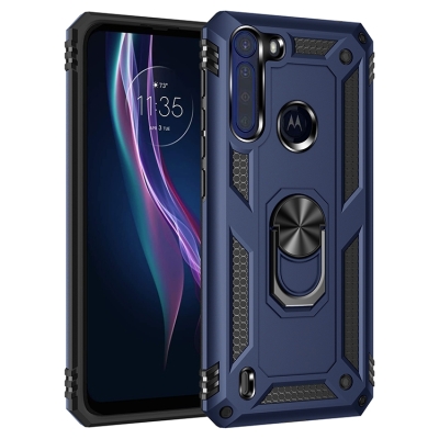 Capinha Motorola One Fusion - Anel de Suporte Azul