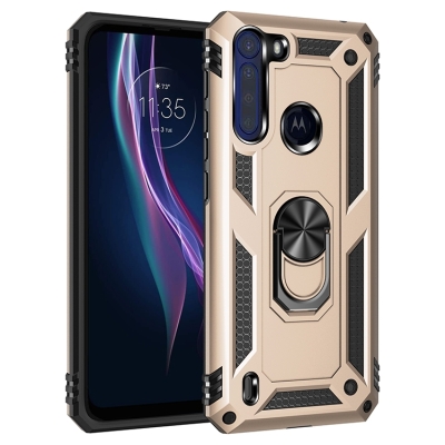 Capinha Motorola One Fusion - Anel de Suporte Dourado