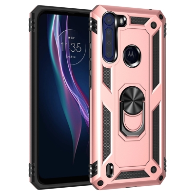 Capinha Motorola One Fusion - Anel de Suporte Rosê