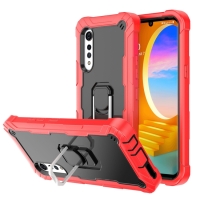 Capa LG Velvet - Anel de Suporte Antichoque Preto-Vermelho
