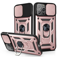 Capa iPhone 13 Mini com Protetor de Câmera e Suporte Rosê