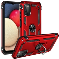 Capinha de Celular Samsung A03s de Plástico e TPU com Suporte Vermelho
