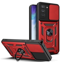 Capa Galaxy S21 FE - Protetor de Câmera e Suporte Vermelho