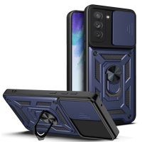 Capa Galaxy S21 FE - Protetor de Câmera e Suporte Azul