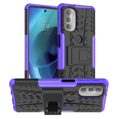 Capa Motorola Moto G51 - TPU e Plástico com Suporte Roxo