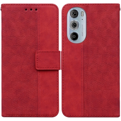 Capinha Celular Motorola Edge 30 Pro Carteira Geometrico Vermelho