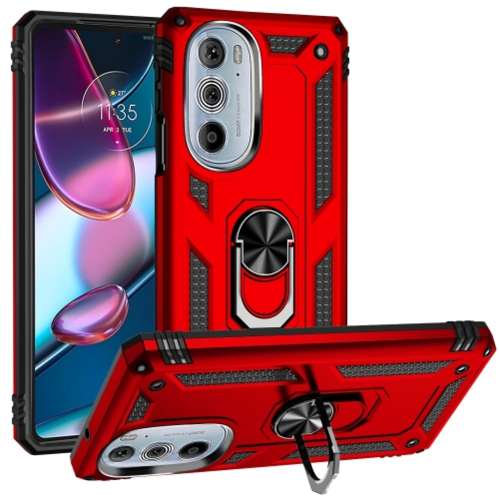 Capinha Motorola Edge 30 Pro com Anel de Suporte Vermelho ️