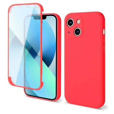 Capa Iphone 14 Silicone 360 Graus Vermelho