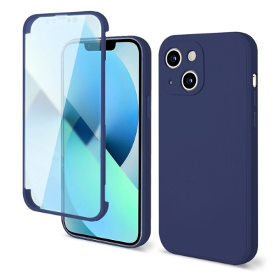 Capa Iphone 14 Silicone 360 Graus Azul