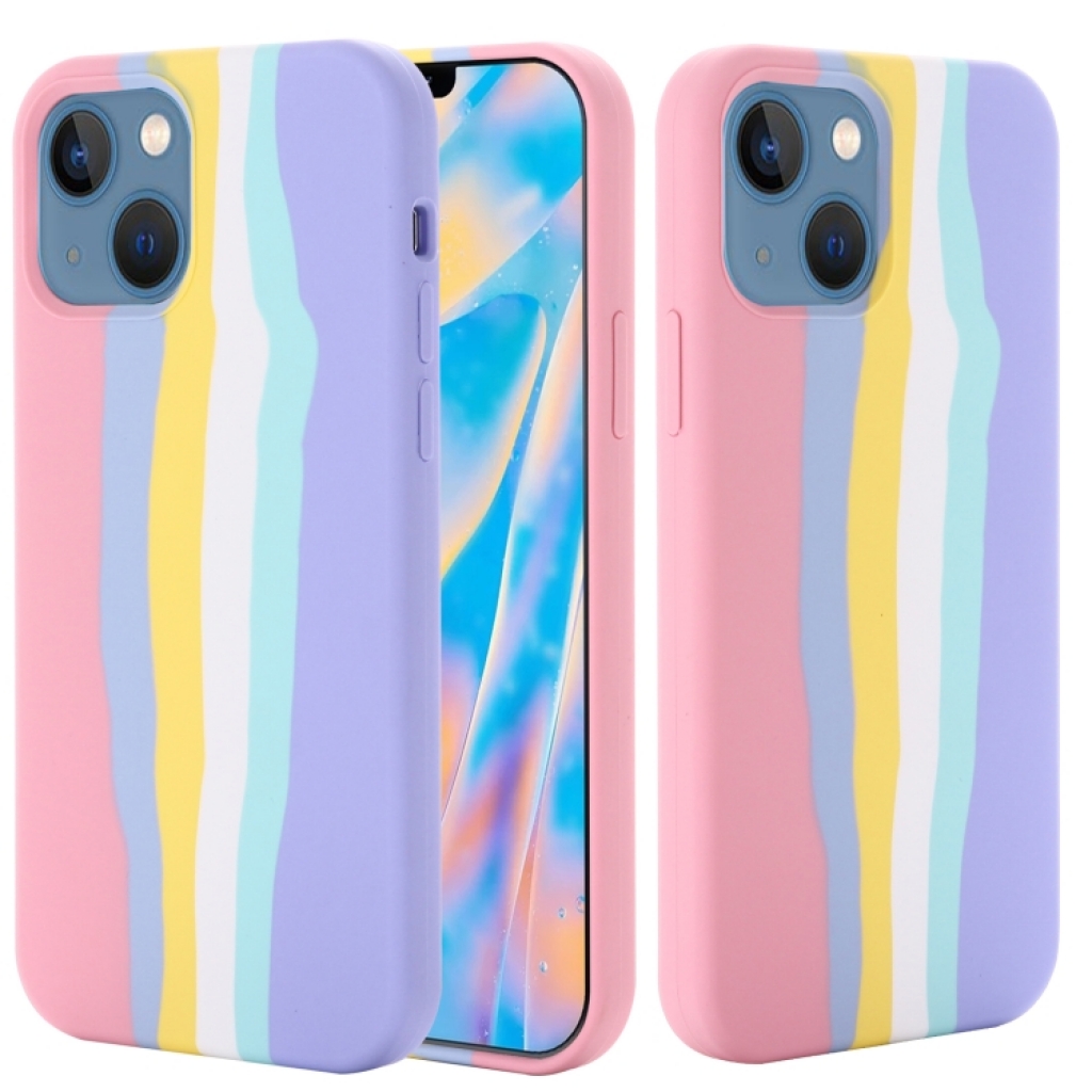 Capa Iphone 14 PRO MAX Silicone Arco Iris Colorido ✔️