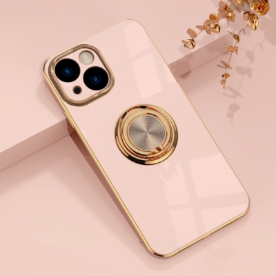 Capa Iphone 14 Espelhado com Anel de Suporte Rosa