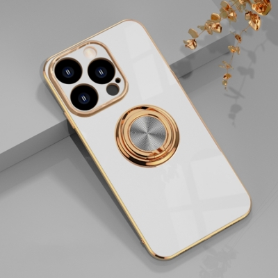 Capa Iphone 14 PRO - Cromado com Anel de Suporte Branco
