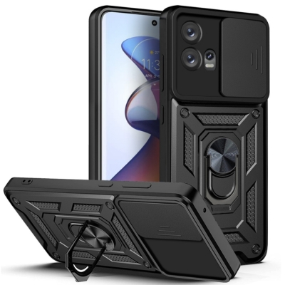Capa Motorola Edge 30 Fusion - Pretetor de Câmera e Suporte Preto