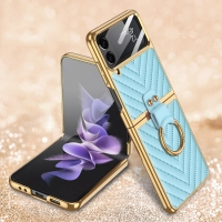 Capa com Design V e Anel para Samsung Galaxy Z Flip4 - Azul