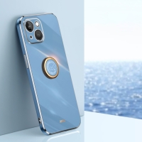 Capa Iphone 14 PLUS - Cromado com Suporte Azul
