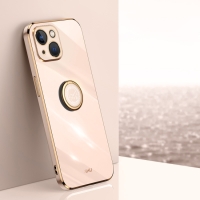 Capa Iphone 14 PLUS - Cromado com Suporte Dourado