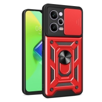 Capa Redmi Note 12 PRO 5G - Protetor de Câmera e Suporte Vermelho