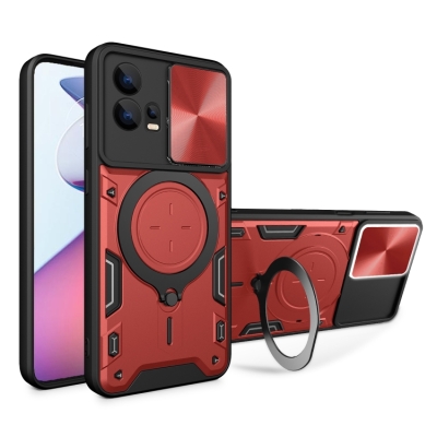 Capa Motorola Edge 30 Fusion - Pretetor de Câmera e Suporte Vermelho