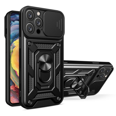 Capa iPhone 16 PRO MAX - Protetor de Câmera e Suporte Preto