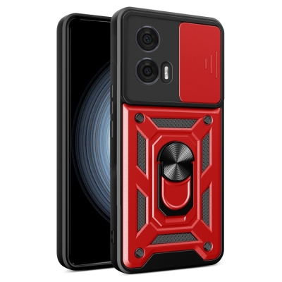 Capinha Motorola Edge 50 Fusion - Protetor de Câmera e Suporte Vermelho