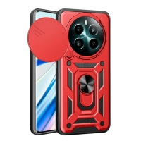 Capinha Realme 12 Plus 5G - Protetor de Câmera e Suporte Vermelho