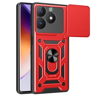 Capa Realme C61 - Protetor de Câmera e Suporte Vermelho