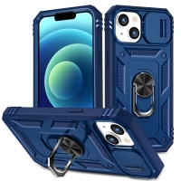 Capa iPhone 15 - Protetor de Câmera e Suporte Azul