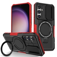 Capa Galaxy S23 FE - MagSafe e Protetor de Câmera Preto-Vermelho