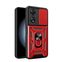 Capa Oppo A58 4G - Anel de Suporte e Protetor Câmera Vermelho