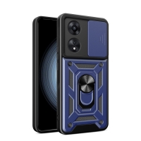 Capa Oppo A58 4G - Anel de Suporte e Protetor Câmera Azul