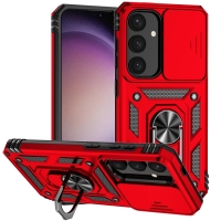 Capa Galaxy S24 - Protetor de Câmera e Suporte Vermelho