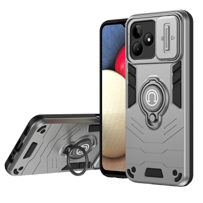 Capa Realme Note 50 - Protetor de Câmera e Suporte Cinza