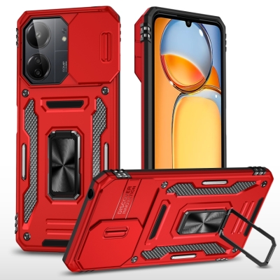 Capa com Protetor de Câmera para Xiaomi Poco X6 PRO - Vermelho