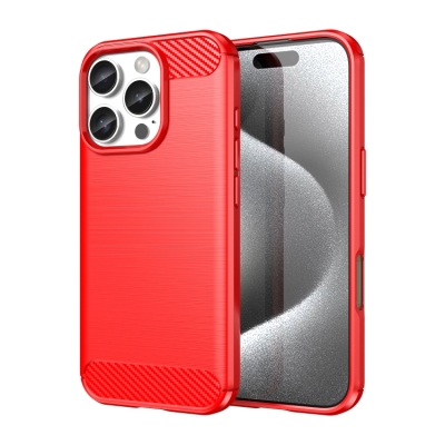 Capa iPhone 16 PRO - TPU Escovado Vermelho