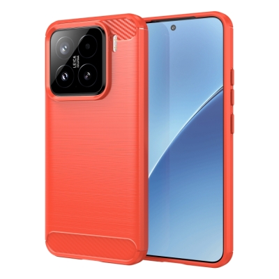 Capinha Celular Xiaomi 15 - TPU Escovado Vermelho