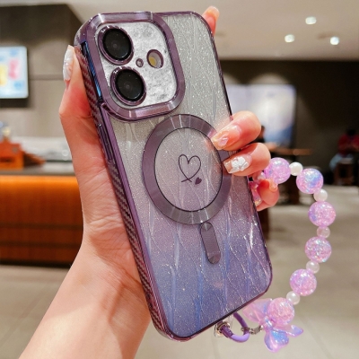 Capa iPhone 16 PLUS - Glitter Gradiente MagSafe Roxo