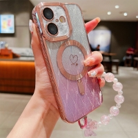 Capa iPhone 16 - Glitter Gradiente MagSafe Rosa