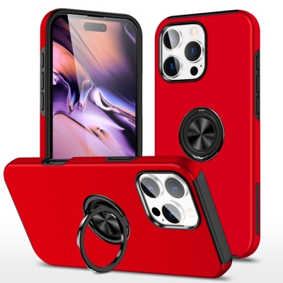 Capinha iPhone 16 PRO MAX - TPU Anel de Suporte Vermelho