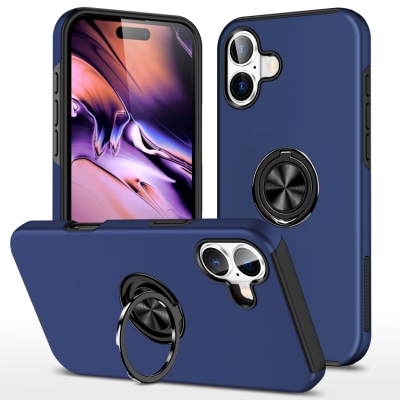 Capa iPhone 16 Plus - TPU Anel de Suporte Azul