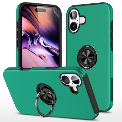 Capa iPhone 16 Plus - TPU Anel de Suporte Verde