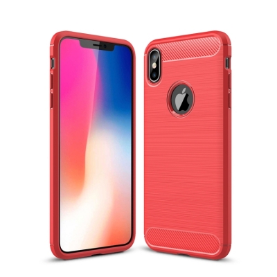 Capa de Celular para Iphone XS Max Fibra de Carbono - Vermelho