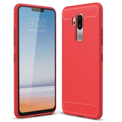 Capa de Celular LG G7 Thinq TPU Fibra de Carbono Vermelho