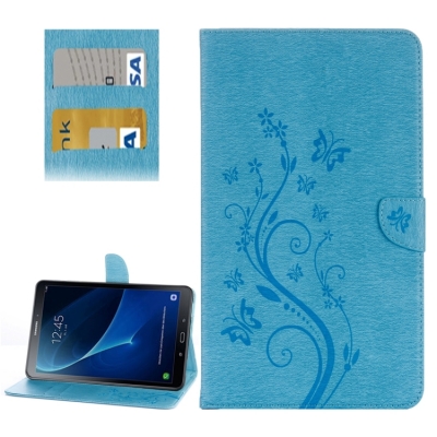 Capa Galaxy Tab A 10.1 2016 P585 Flor e Borboleta Azul