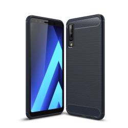 Capa Samsung Galaxy A7 2018 Fibra de Carbono - Azul Marinho